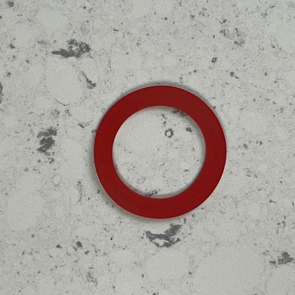 Up close red rubber sealing gasket