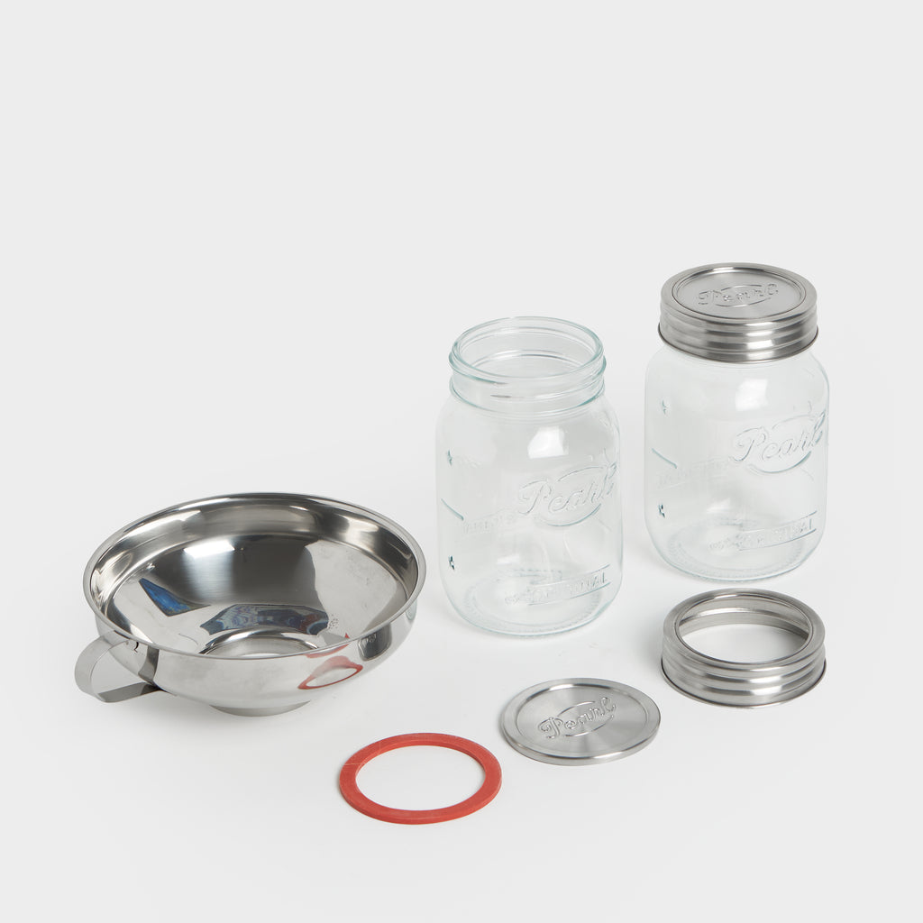 Canning starter kit with 2 Original Luna Preserving Jars and a funnel